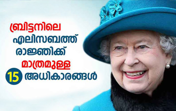 ബ്രിട്ടനിലെ എലിസബത്ത് രാജ്ഞിക്ക് (Queen Elizabeth) മാത്രമുള്ള 15 അധികാരങ്ങൾ